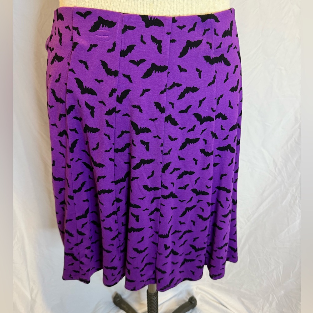 Purple and Black Bat Print Skirt